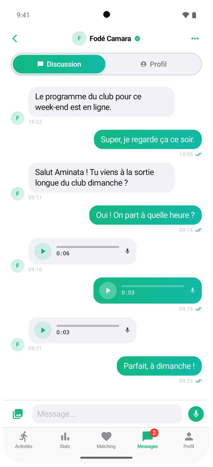 Conversation on Android with voice messages
